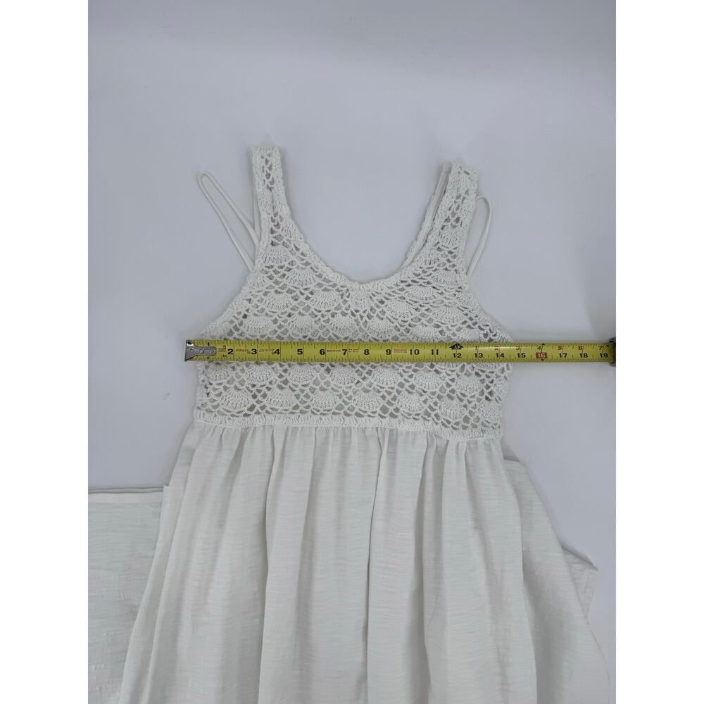 Aerie White Crochet Maxi Dress Boho Beach Coastal Summer Festival Size Large - Picture 7 of 10